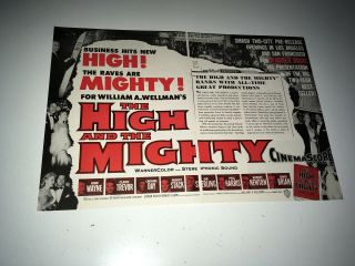 High & The Mighty Movie Trade Ad 1954 John Wayne Aviation Disaster Pilot Poster