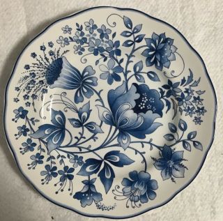 8 Each 222 Fifth Ionia Pattern Blue & White Floral Saucer Or Dessert Plate