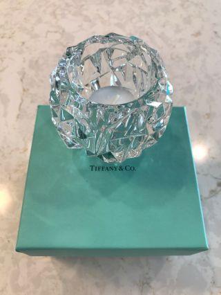 Tiffany & Co Candle Holder Clear Crystal Glass Geometric Cut Votive Nib