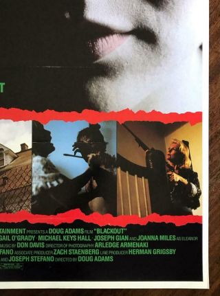 BLACKOUT 1988 Gail O ' Grady Horror Thriller Magnum Ent VHS VIDEO POSTER 5