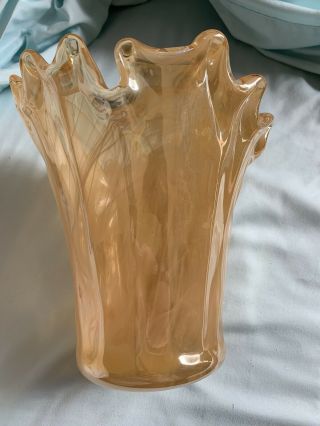 Murano Glass Vase Yellow Swirl C