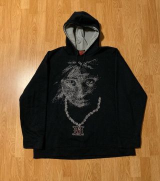 Makaveli Branded Tupac 2pac Face Rhinestones Hoodie Sweatshirt Size Men’s Large