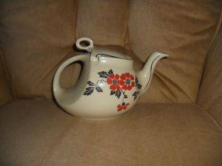 Vintage 1933 - 1953 Hall Red Poppy Streamline Teapot
