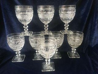 Vintage Imperial Glass “tradition” Clear Set Of 8 Wine/water Goblets Square Base