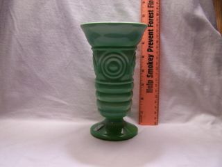 Fenton Chameleon Green Embossed Vase