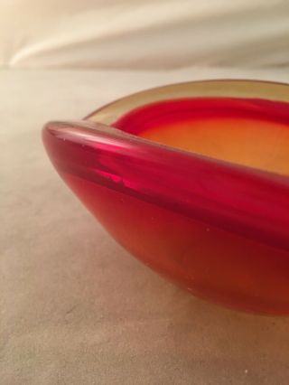 1960 ' s Murano Sommerso Cendese Geode Bowl Red Yellow Orange 4