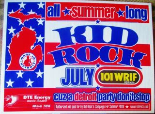 " Kid Rock " - July - 2008 - " All Summer Long Concert Poster - Dte Energy - Wrif