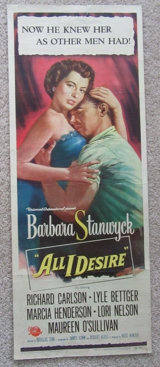 All I Desire 1953 Insrt Movie Poster Rld Barbara Stanwyck Vg