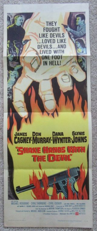 Shake Hands With The Devil 1959 Insrt Movie Poster Fld James Cagney Ex