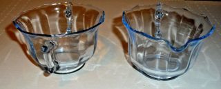 Vintage Cambridge Glass Sugar Bowl & Creamer Set Blue Tint