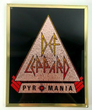Vintage Def Lepard Pyromania Carnival Mirror Foil Glass Sign Picture Art