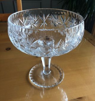 ABP ANTIQUE American Brilliant Cut Glass Footed Crystal Bowl Gorgeous 4