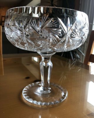 ABP ANTIQUE American Brilliant Cut Glass Footed Crystal Bowl Gorgeous 5