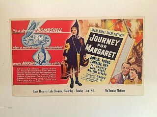 Vintage 1942 Movie Herald Journey For Margaret Robert Young Laraine Day Mgm Film