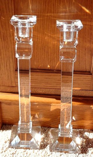 Set Of 2 Shannon Lead Crystal Candle Holders / 13 " Tall / Elegant