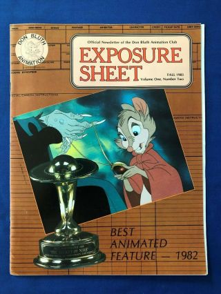 Don Bluth Animation Club Newsletter Exposure Sheet Fall 1983 The Secret Of Nimh