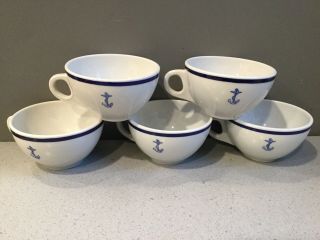 5 Shenango Restaurant Ware Anchor Us Navy Mess Hall Wardroom Coffee Tea Cups "