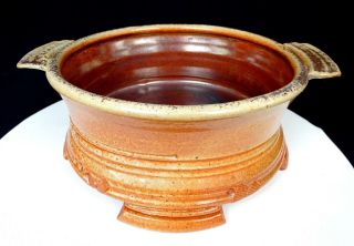 Don Sprague Signed Art Pottery Earth Tones Stoneware 11 1/4 " Footed Casserole