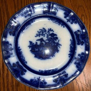 Antique Davenport Amoy Pattern Flow Blue Plates Staffordshire Pottery