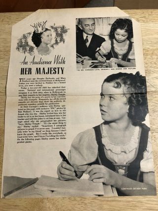 Shirley Temple - Vintage 1938 Clipping 2 - Sided