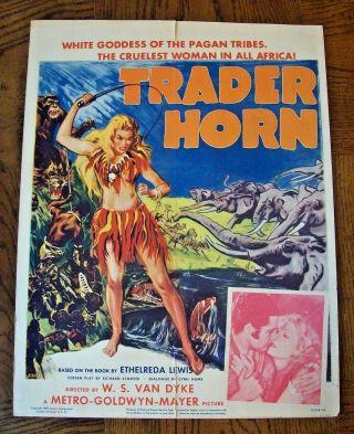 1953 Trader Horn Movie Lobby Card Poster White Goddess Female Superhero