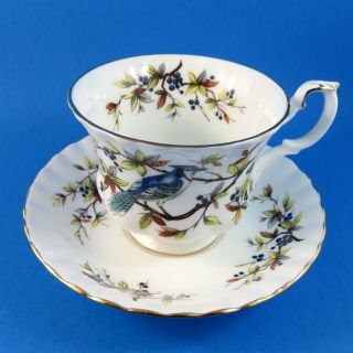 Royal Albert Woodland Series Blue Jay Tea Cup And Saucer Set