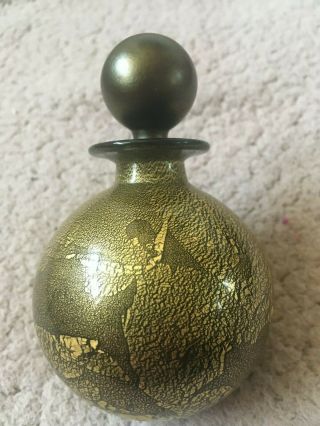 Isle Of Wight Glass Gold/black Azurene Perfume Bottle