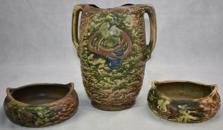 Vintage Roseville Pottery Imperial I Bowls And Vase