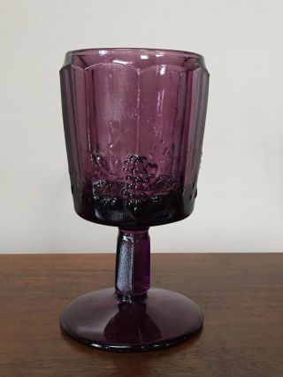 Vintage L G Wright Panel Grape Amethyst Water Goblet 2