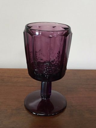 Vintage L G Wright Panel Grape Amethyst Water Goblet 3
