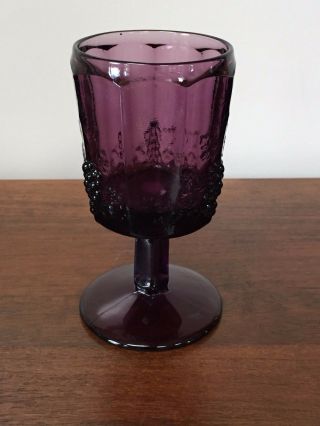 Vintage L G Wright Panel Grape Amethyst Water Goblet 4