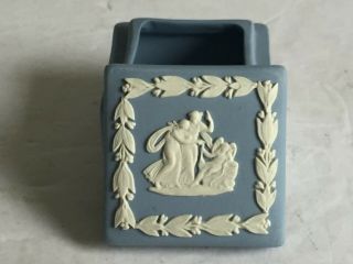 Vintage Wedgwood Pale Blue Jasper Jasperware Miniature Square Covered Box