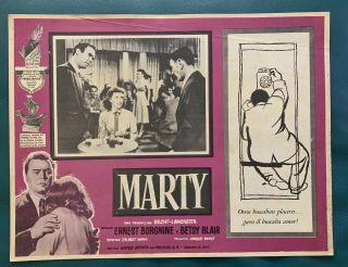 Marty Ernest Borgnine Betsy Blair Mexican Lobby Card 1955