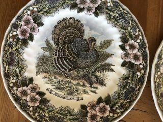 Set Of 4 Churchill Wildlife Scenes Dinner Plates - Perfect For Thanksgiving