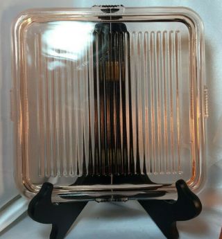 Art Deco Depression Glass Anchor Hocking Large Refrigerator Dish w/lid Pink 6