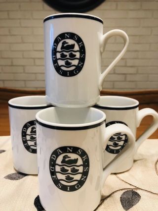 Rare Set Of 4 Dansk Designs Bistro Duck Stamped 4” Large Coffee Mugs Cups
