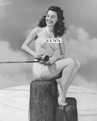 Ava Gardner In A Bathing Suit With A Fishing Rod Photo