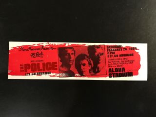 The Police Concert Ticket Feb 25 1984 Aloha Stadium Honolulu Hawaii 98 Rock Rare