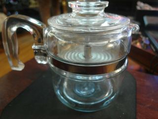 Vintage Pyrex Glass Flameware 4 Cup Coffee Percolator Pot Complete