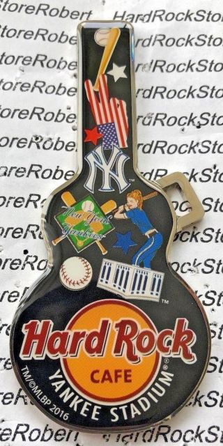 Hard Rock Cafe York Yankees Guitar Case/baseball Theme Stickers Magnet