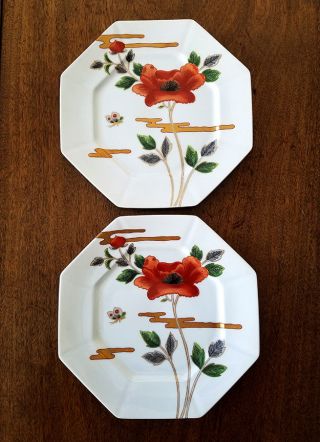 Fitz And Floyd,  Vintage " Fleur Et Nuages,  " 2 Dinner Plates,  Japan 1979