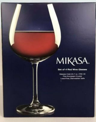 Mikasa Fine European Crystal Red Wine 4 Glass Set,  24.  7 Oz.  (700 Ml) Ships