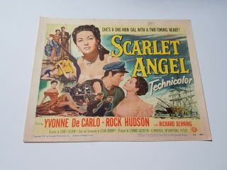 1952 Scarlet Angel Title Lobby Card 11x14 " Yvonne De Carlo Rock Hudson Adventure