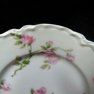 (8) Rare Haviland & Co Limoges Pink Rose 5 Inch Muffin Plates - Ranson Blank