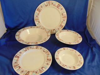 5 Harmony House Plates Bowls 4558 Marimba Bay Atomic Sputnik 1960 