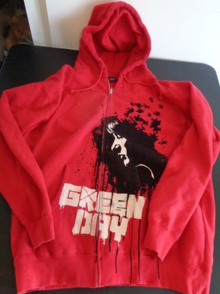 Greenday Music Band Full Zip Xl Sweatshirt Hoodie Red