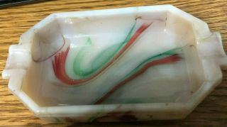 Akro Agate Short Tab Rectangular Ashtray With Oxblood And Green Aventurine
