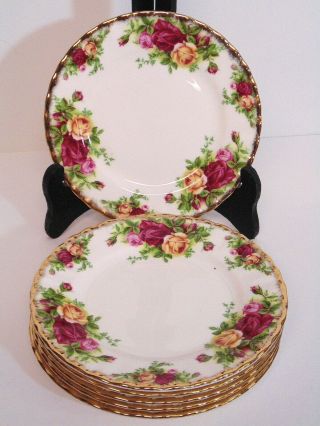 6 - Royal Albert Old Country Roses - 6 - 1/4 " Bread And Butter Plates - Gold Trim