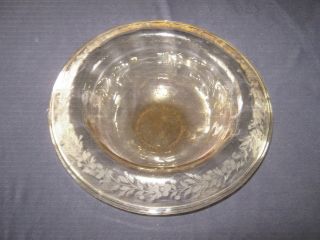 Vintage Hp Sinclaire Depression Glass Serving Bowl Etched Flowering Vine Rim