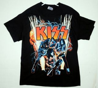 Kiss Band World Domination Tour 2003 2004 Pyro Cities Concert T - Shirt L Unworn